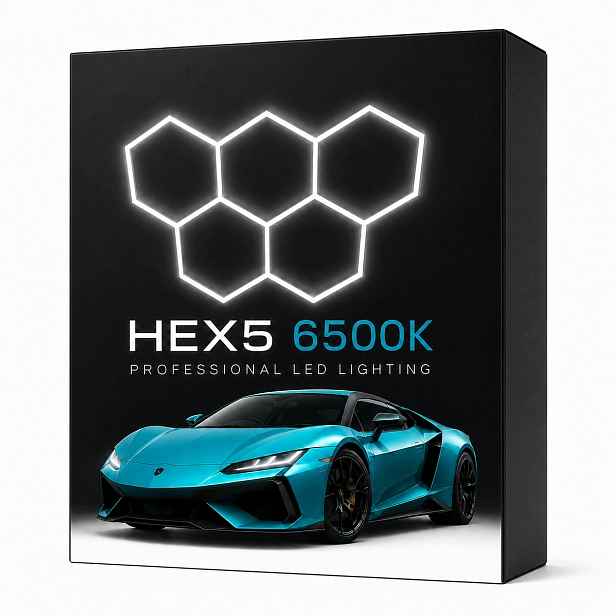 Černé Led světlo Hex 5 229x158 cm pro garáž a autoservis, 168 W, silné