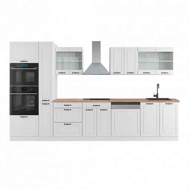 Vicco KUCHYŇSKÁ LINKA R-Line Bílý venkovský dům/bílá 350 cm s vysokou skříní, PD Dub