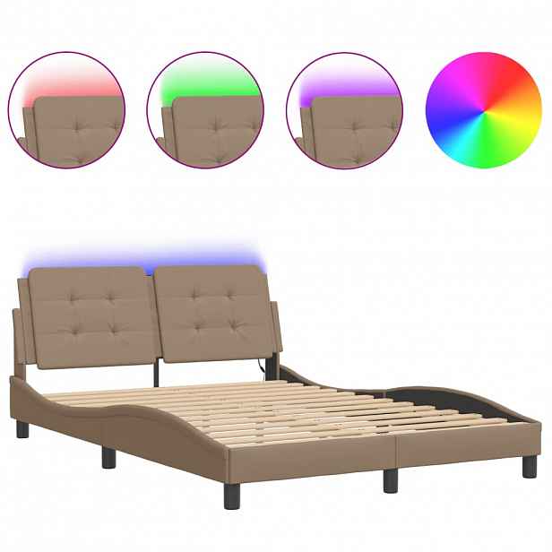 vidaXL Rám postele s LED bez matrace Zadar cappuccino 120 x 200 cm