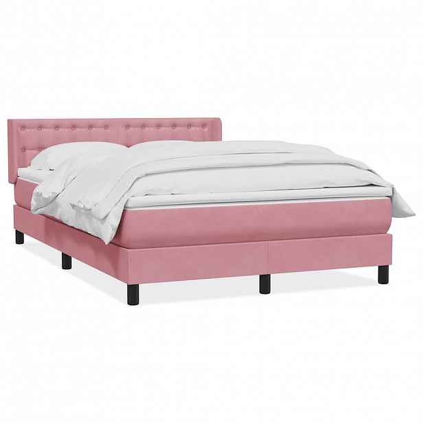 vidaXL Box spring postel s matrací růžová 140x220 cm samet