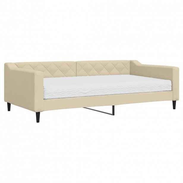 vidaXL Válenda s matrací krémová 100 x 200 cm textil