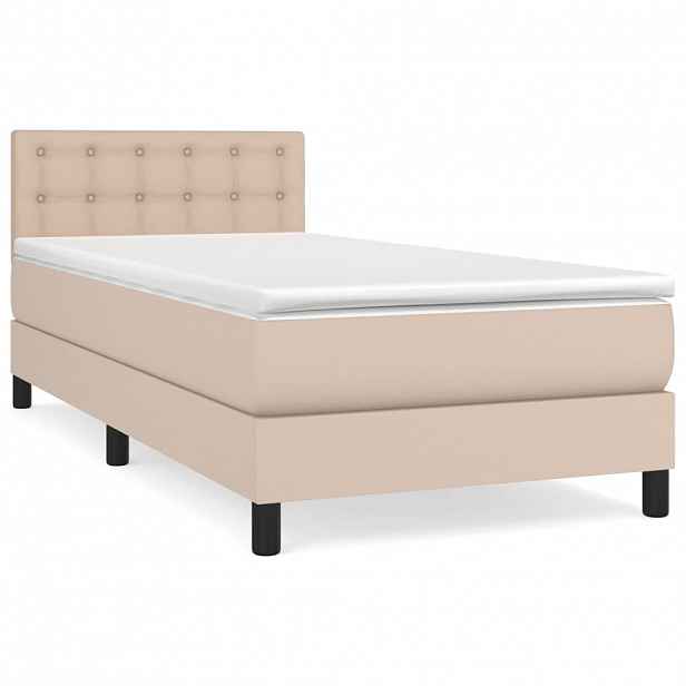 vidaXL Box spring postel s matrací cappuccino 100x200 cm umělá kůže