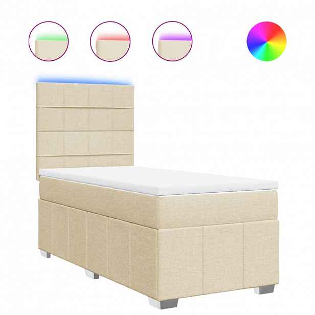 vidaXL Box spring postel s matrací krémová 90x200 cm textil
