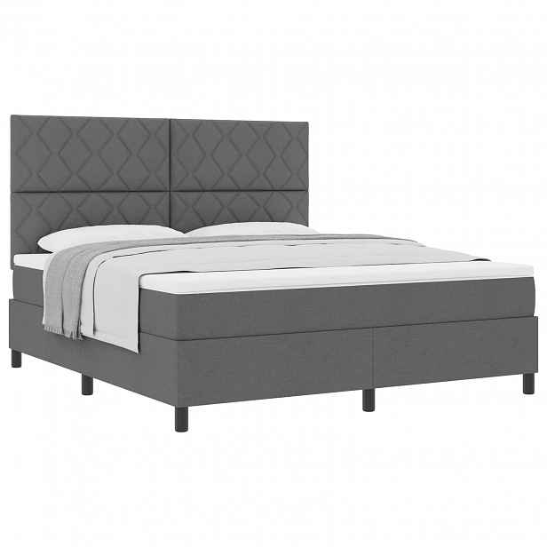 vidaXL Postel s boxspringem s čelo Tmavě šedá 180 x 200 cm textil