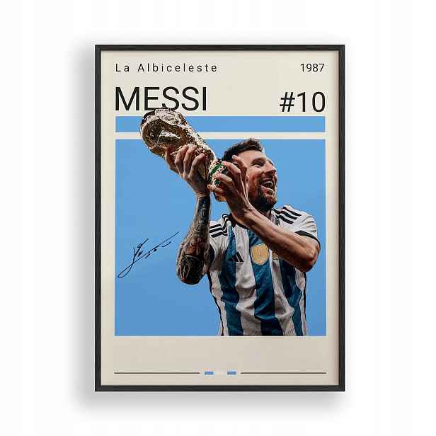 Plakát Messiho k mistrovství světa v Argentině A3 v černém dřevěném Rámeček 30x42