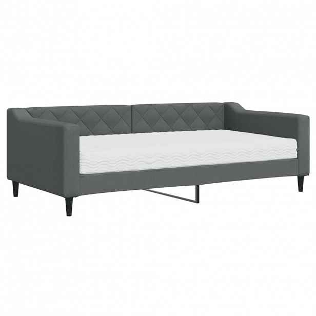 vidaXL Válenda s matrací tmavě šedá 90 x 190 cm textil