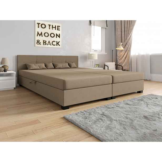 Americká postel s úložným prostorem 140x200 ROSIE 15 - světle hnědá