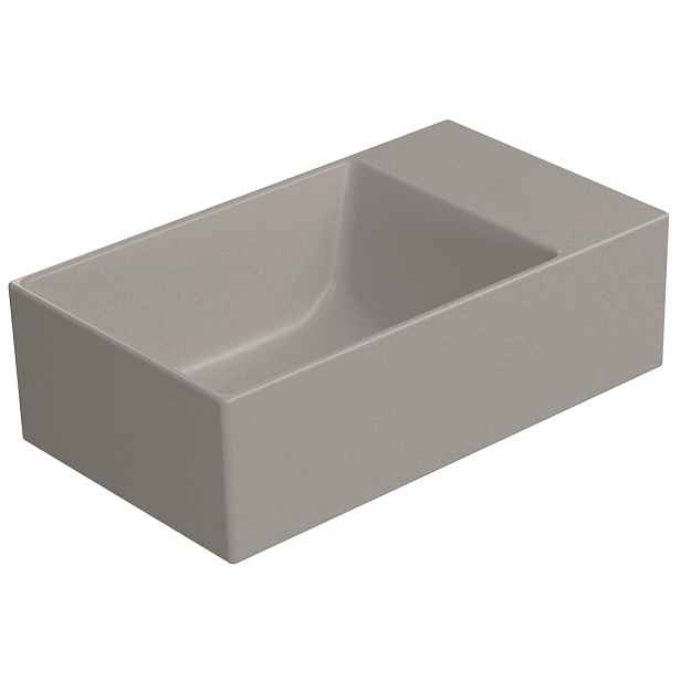 GSI KUBE X keramické umývátko 40x23cm, bez otvoru, pravé/levé, tortora mat