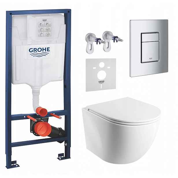 Podomítkový Wc set Grohe s mísou Cspmwbm a tlačítkem Chrom Fresh