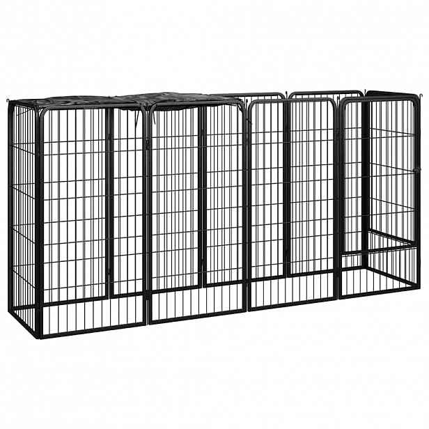 vidaXL 10panelová ohrádka pro psy černá 50 x 100 cm práškovaná ocel