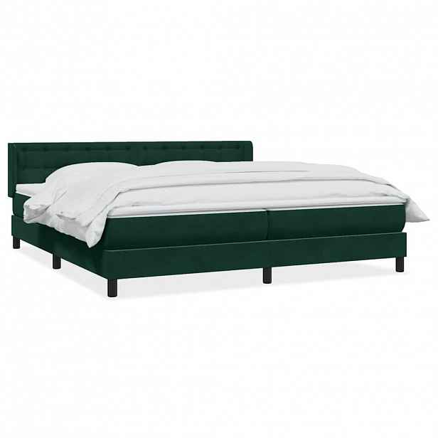 vidaXL Box spring postel s matrací tmavě zelená 180x220 cm samet