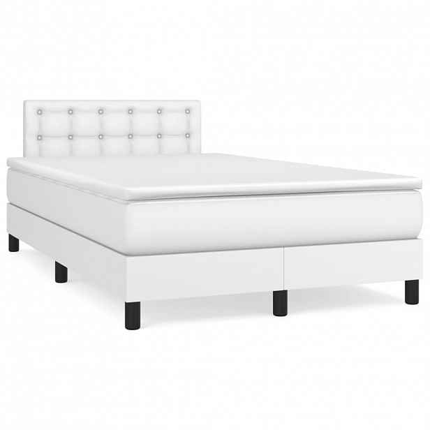 vidaXL Box spring postel s matrací bílá 120x200 cm umělá kůže