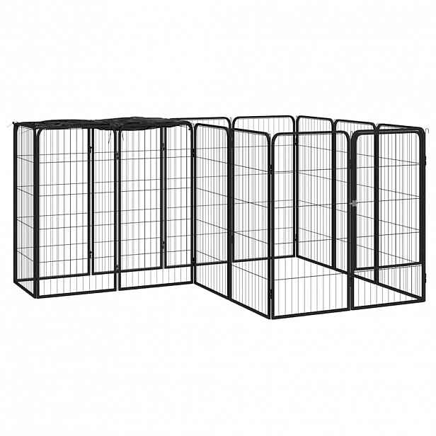 vidaXL 14panelová ohrádka pro psy černá 50 x 100 cm práškovaná ocel