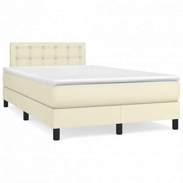 vidaXL Box spring postel s matrací krémová 120x200 cm umělá kůže