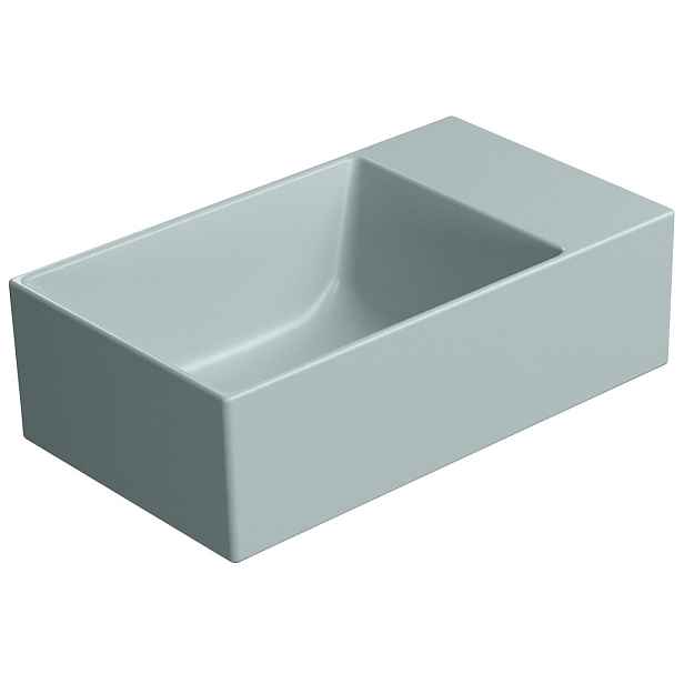 GSI KUBE X keramické umývátko 40x23cm, bez otvoru, pravé/levé, ghiaccio mat