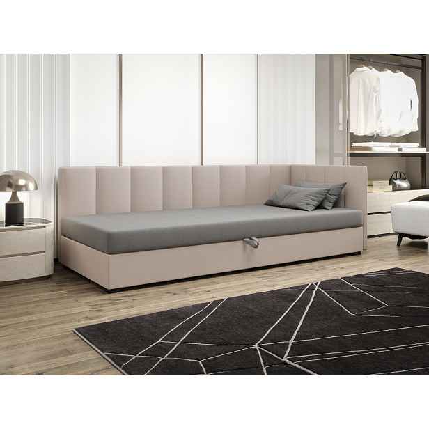 Jednolůžková postel 80x195 MANKA PLUS 2 - světle šedá / ecru
