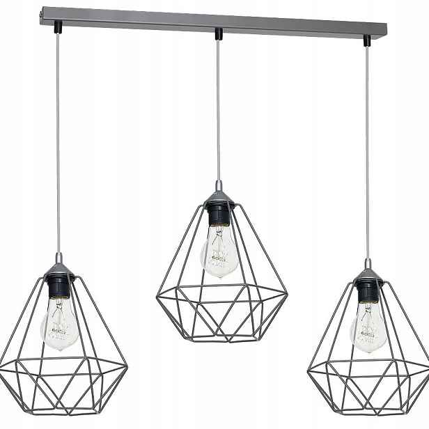 Milagro Lustr Basket 3x60W E27 Šedý Kov Moderní Regulovatelný
