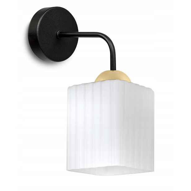 Nástěnná Lampa Černo-zlatá Bílá Skleněná Na Čtení Do Obývacího Pokoje E27