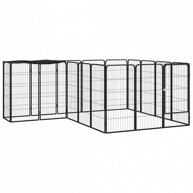 vidaXL 18panelová ohrádka pro psy černá 50 x 100 cm práškovaná ocel
