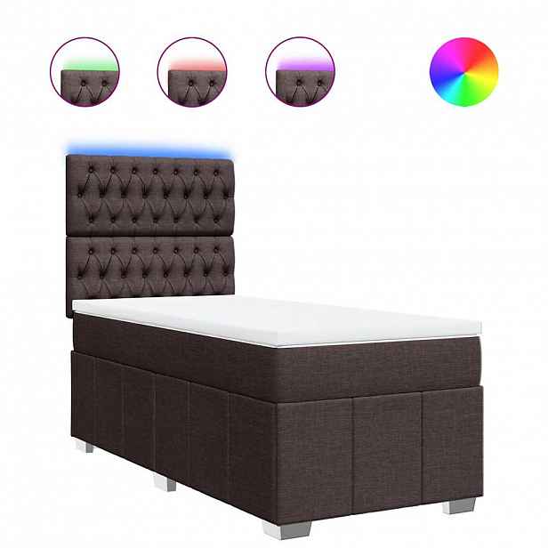 vidaXL Box spring postel s matrací tmavě hnědá 90x200 cm textil