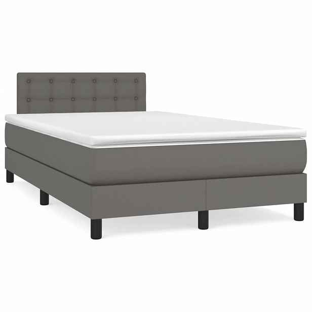 vidaXL Box spring postel s matrací šedá 120x200 cm umělá kůže