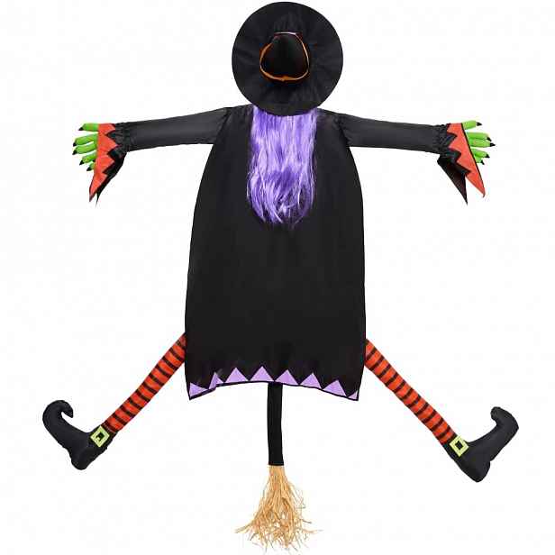 Halloweenská Čarodějka 101 CM Na Strom S Metlou, Závěsná Do Zahrady