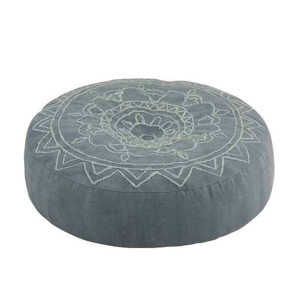 Modrý kulatý ottoman /puff Edge - Ø 60*20cm J-Line by Jolipa