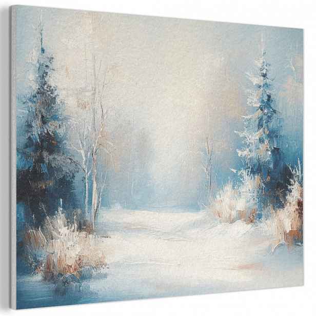 MuchoWow AKUSTICKÝ obraz Les – Zima – Příroda – Abstrakt – Sníh 100x70 cm