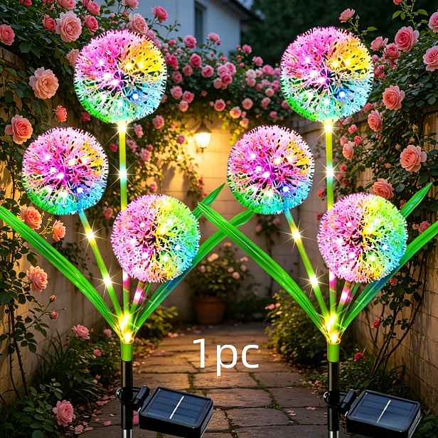 TEMU Solární květinová lampa na trávník, lampa na trávník s pampelišek pro zahradní atmosféru, venkovní zahradní dekorativní lampa do země, LED umělá