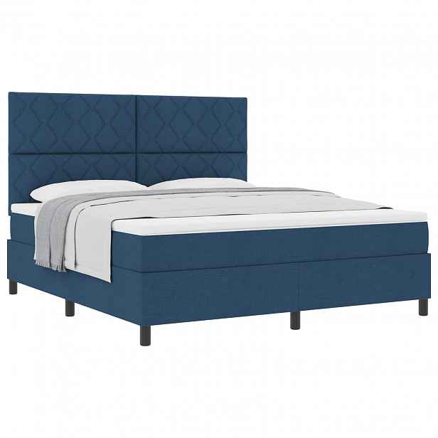 vidaXL Postel s boxspringem s čelo Modrá 180 x 200 cm textil