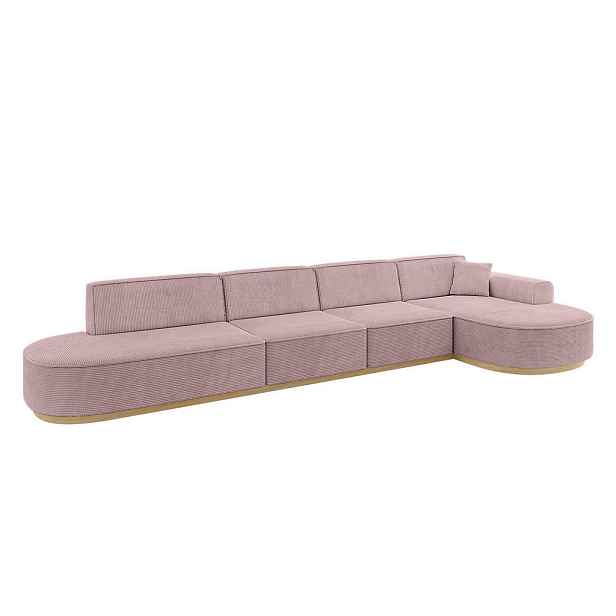 ALTDECOR ROHOVÁ SEDAČKA s otomanem, pravá MARI-L3-v2 413x171x83 Růžová Manšestr