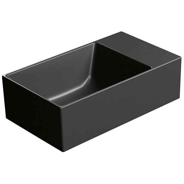 GSI KUBE X keramické umývátko 40x23cm, bez otvoru, pravé/levé, černá mat