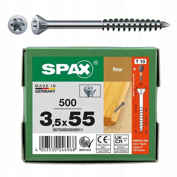 Šrouby Na Podlahy Dřevěných Fasád Podbití 3,5x55 Spax 500ks Bit