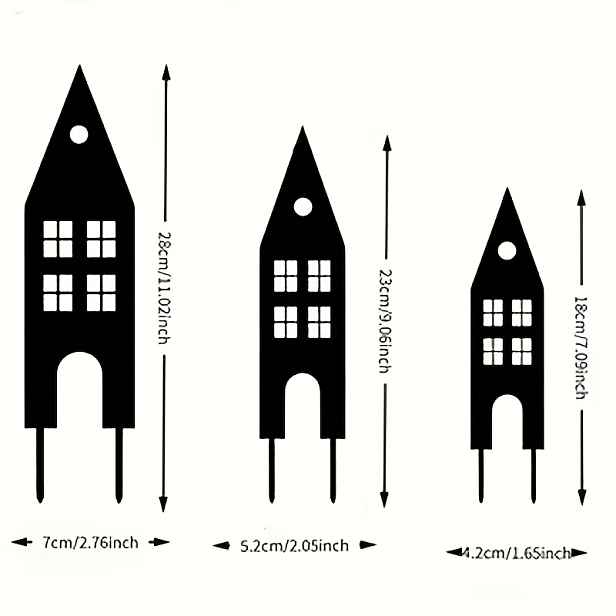 TEMU 2D Ploché, [2D Ploché] 3ks Rustikální Kované Železné Zahradní Kolíky, 2D Ploché Dekorace do Dvora, Venkovní Zemní Dekorace s Přírodním , Bez