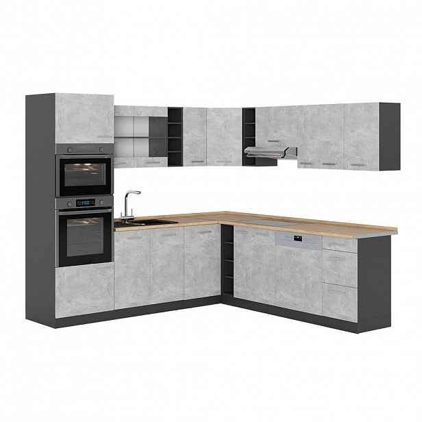 Vicco ROHOVÁ KUCHYŇ R-Line, Beton/Antracit, 247 x 237 cm, PD Dub