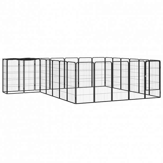 vidaXL 26panelová ohrádka pro psy černá 50 x 100 cm práškovaná ocel
