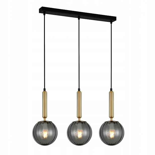 Ravena Závěsná lampa Zlatá Dýmová Moderní Podélná 3xE27 5W