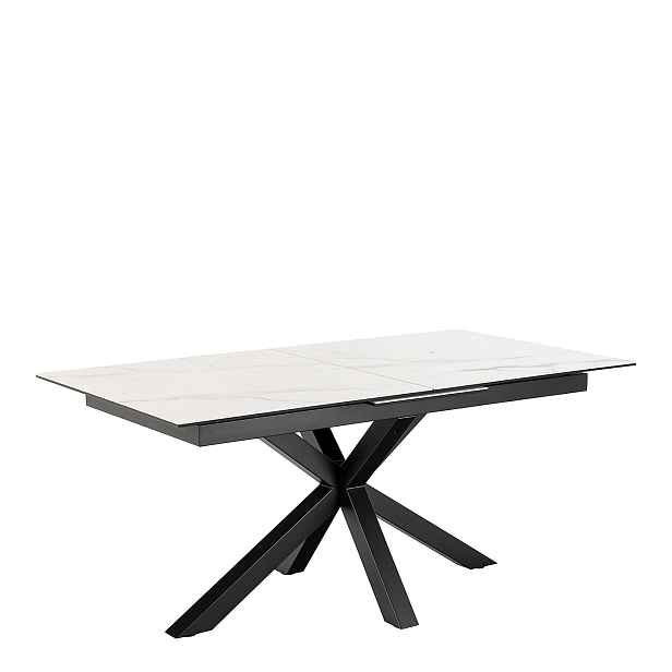 Actona Jídelní rozkládací stůl Heaven 168/210 cm bílý mramor/černý