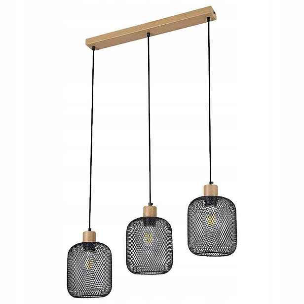 Černá závěsná lampa Grendel s teplým leskem nad stolem Rabalux