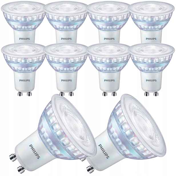 10x Led žárovky GU10 6,7W 100W 730lm Denní 4000k Výkonná sada Philips