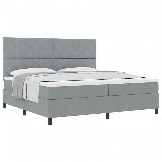 vidaXL Postel s boxspringem s čelo Světle šedá 200 x 200 cm textil