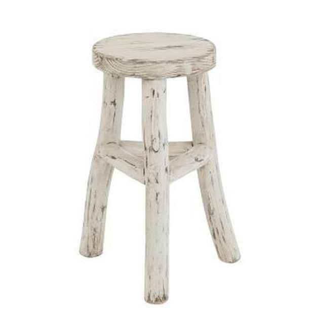 Dřevěná bílá kulatá stolička Ibiza - Ø 26*50cm J-Line by Jolipa