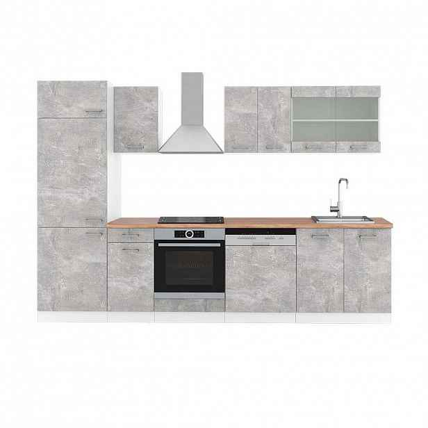 Vicco KUCHYŇSKÝ KOUT R-Line Beton/bílá 300 cm , PD Dub