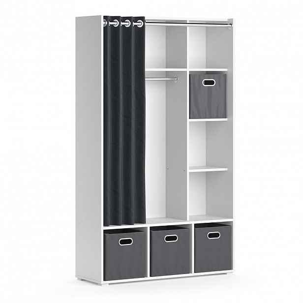 Vicco ŠATNÍ SKŘÍŇ Luigi Bílá 38 x 178.1 cm Se skládacími boxy (šedé)