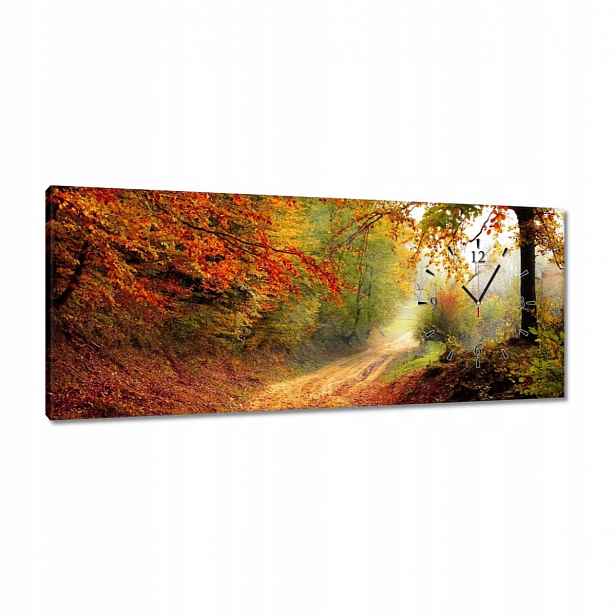 Hodiny 100x40 Cesta v lese podzim
