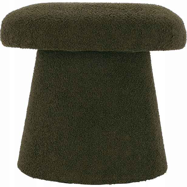 Taburet Čalouněná Houbou Teddy Boucle Olivová Ø43X38 CM Podnožka