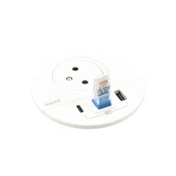Nábytková zásuvka 2P+Z/USB A+C/RJ45 Bílá 654701