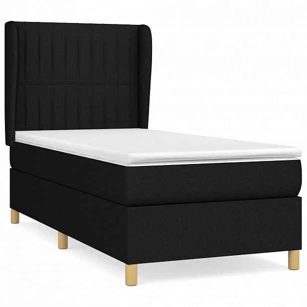 vidaXL Box spring postel s matrací černá 100 x 200 cm textil