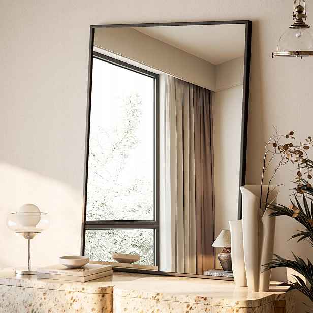 Beautypeak Zrcadlo 70x50 cm Černý rám do koupelny Ložnice Obývací pokoj