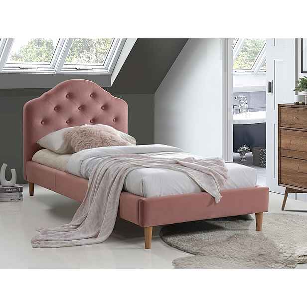 Čalouněná postel CHLOE VELVET 90x200 cm starorůžová